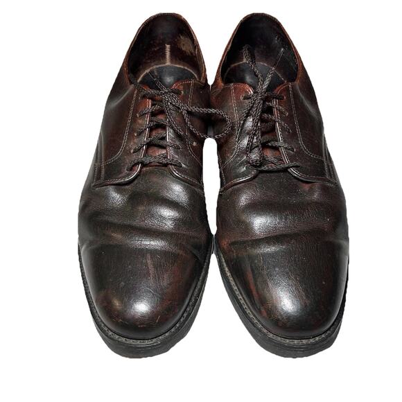 VTG ET Wright Oxford Shoes Mens 11 3E Cognac Shell Leather Lace Up USA Made UFCW - Picture 1 of 10